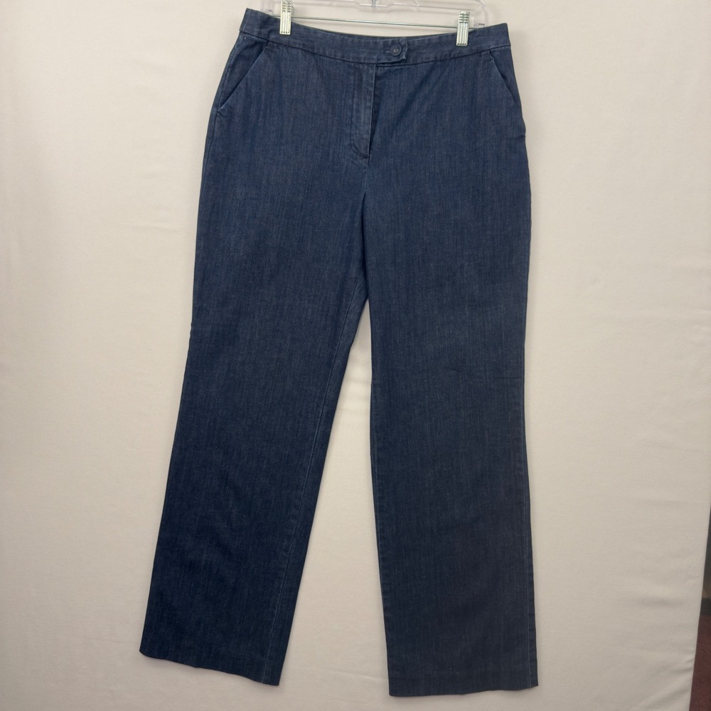 Talbots‎ Womens Blue Stretch Denim Pants Size 12 Straight Leg Classic - Picture 2 of 10